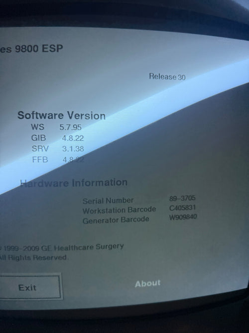 2012 GE OEC 9800 Plus Mobile C-Arm System with Vascular / ESP Package