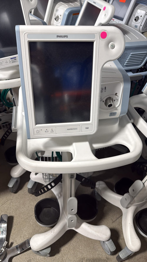 Philips Respironics V60 Ventilator with Mobile Roll Stand Front View