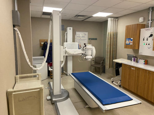 GE Radiographic Tubestand and Elevating Float Top Patient Table Floor Assembly