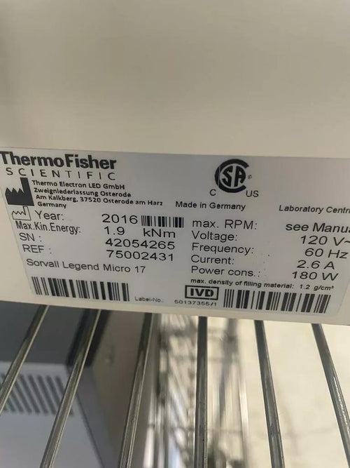 Thermo Scientific Thermo Scientific Sorvall Legend Micro 17