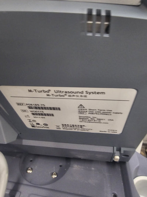 Sonosite M-Turbo Ultrasound System w/ L25 & P21 ProbeS w/ Power Supply & CART