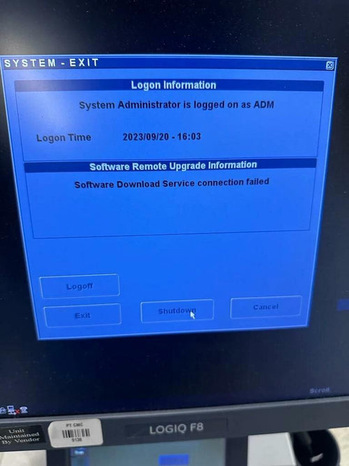2016 GE LOGIQ F8 Series Ultrasound with  1 Probes, Tested