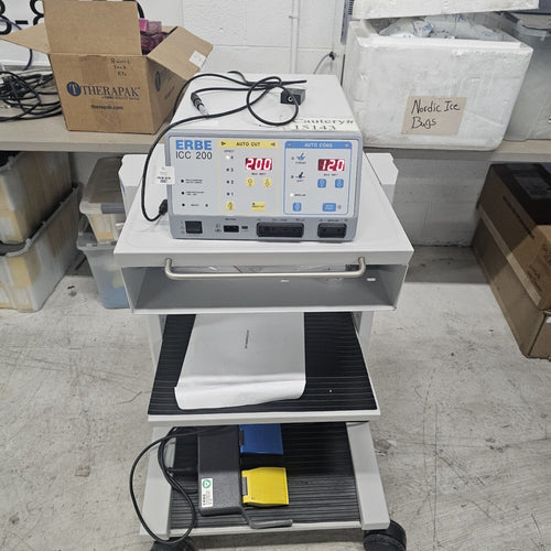Erbe ICC 200 ESU w/ Foot Pedal & Power Cord , Cart