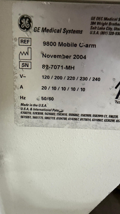 2004 GE  OEC 9800 , C ARM