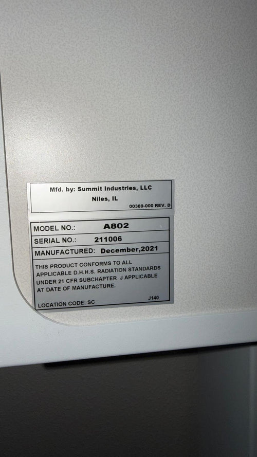 Summit Industries A802 X-Ray System Component